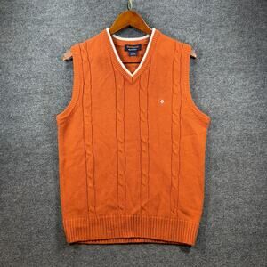 Southpole Signature Series Sweater Vest Men's Large Orange Cable Knit